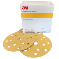 3M 600 Grit 288U Hookit Gold 15 Hole 6" Discs (100 Pack)