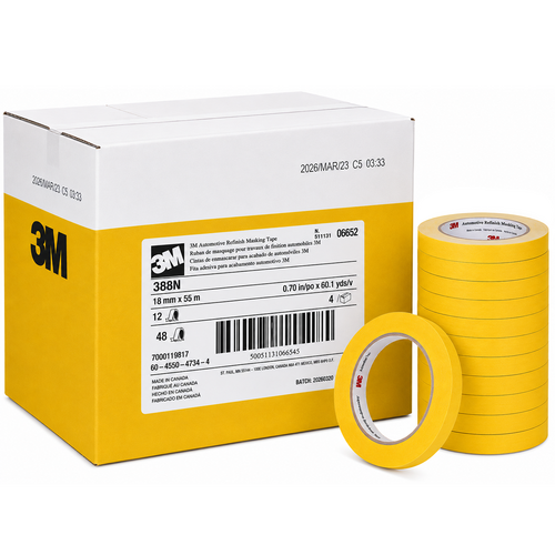 3M 388N Yellow Automotive Refinish Masking Tape 18mm x 55m