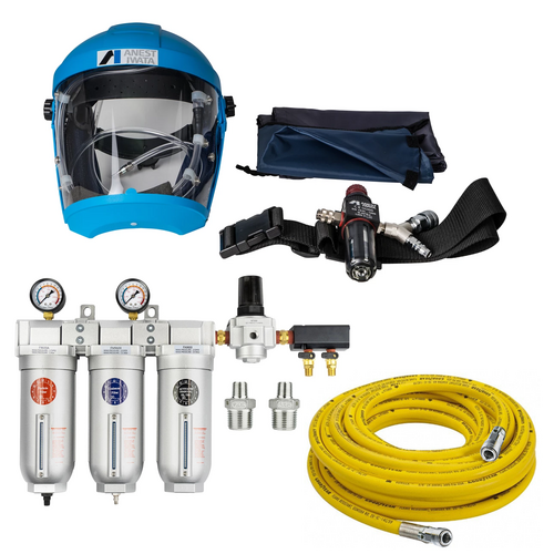 Anest Iwata Air Fed Mask with Hose &amp; 3 Stage Filter Kit