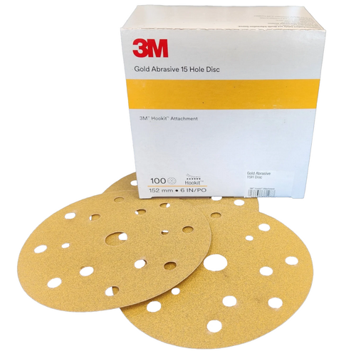 3M 80 Grit 236U Hookit Gold 15 Hole 6 Discs (100 Pack)&quot;