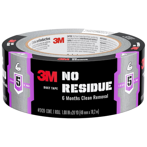 3M No Residue Duct Tape 48mm x 18.2m (x2 Pack)