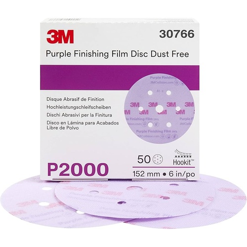 3M 2000 Grit  6 260L Hookit Finishing Film Disc (50 Pack)&quot;