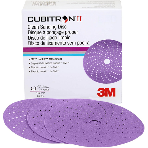 3M 120 Grit Cubitron II 6 Purple Clean Sanding Hookit Disc (50 Pack)&quot;