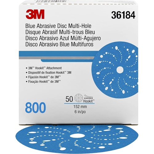 3M 800 Grit 6&quot; Blue Abrasive Hookit Disc (50 Pack)
