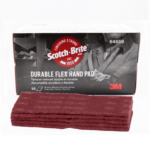 3M Scotch-Brite Durable Flex Hand Pad Red Very Fine (25 Pack)