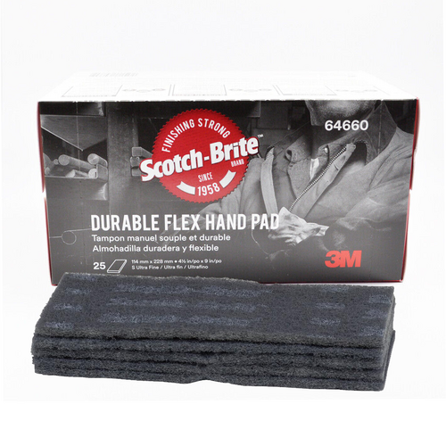 3M Scotch-Brite Durable Flex Hand Pad Grey Ultra Fine (25 Pack)