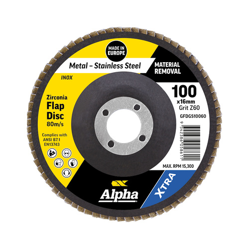 Alpha Zirconia Xtra 100mm Flap Disc Z60 Grit (10 Pack)