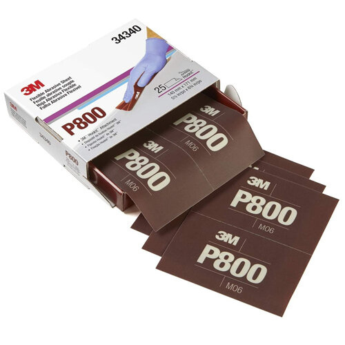 3M 800 Grit Hookit Flexible Abrasive 270J Hand Sheets 171mm x 140mm (25 Pack)