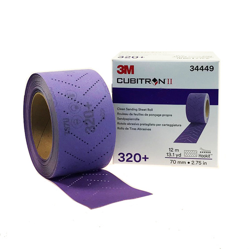 3M 320 Grit Cubitron II Hookit Clean Sanding Sheet Roll 70mm x 12m