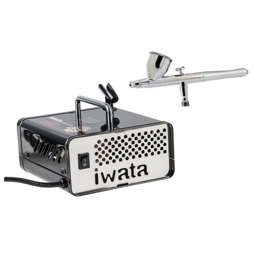 Anest Iwata Revolution Series 0.5mm Gravity Feed Airbrush with Air Compressor