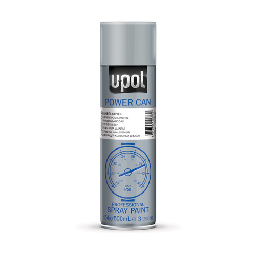 U-Pol Power Can Top Coat Wheel Silver Aerosol 500ml 