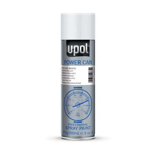 U-Pol Power Can Top Coat Gloss White Aerosol 500ml