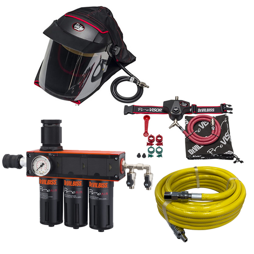 Devilbiss PROV-650 Air Fed Mask with Hose &amp; 3 Stage Filter Kit